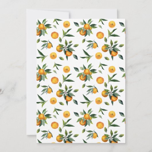 Clementine Orange eine kleine Süsse Babydusche Einladung (Rückseite)