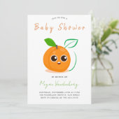 Clementine Orange Fruit Baby Dusche Einladung (Stehend Vorderseite)