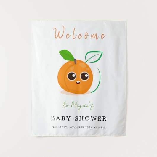 Clementine Orange Fruit Baby Dusche Wandteppich (Vorderseite)