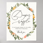 Clementine Orange und Greenery Diaper Raffle Sign Poster (Vorne)