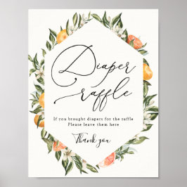 Clementine Orange und Greenery Diaper Raffle Sign Poster