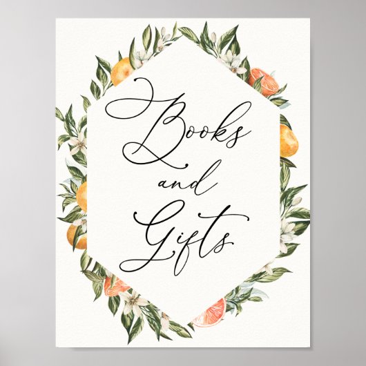 Clementine Orangen und Grünbücher und Geschenke Poster (Vorne)