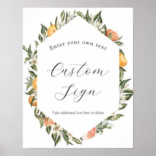 Clementine Orangen und Grüne Zeichen für benutzerd Poster (Vorne)