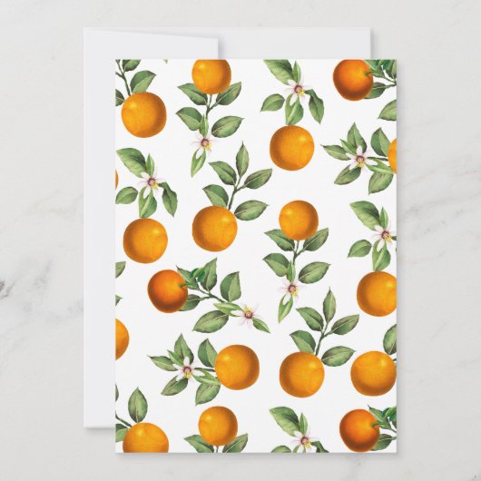 Clementine Orangen Wreath Kleine Süsse Babydusche Einladung (Rückseite)