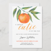 Clementine Watercolor "Cutie" Baby Shower Einladung (Vorderseite)
