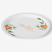 Clementine Watercolor "Cutie" Baby Shower  Pappteller (Schrägansicht)