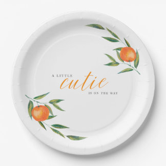 Clementine Watercolor "Süße" Babyparty Pappteller
