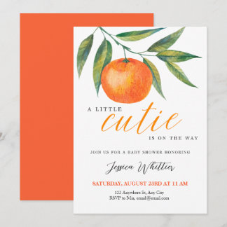 Clementine Watercolor "Süßling" Babyparty Einladung