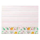 Clementines Cranberries Pine Cones Monogram Notizblock (Vorderseite)