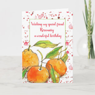 Clementines Fruit Happy Birthday Friend Custom Karte