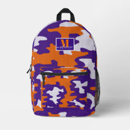 Clemson-Inspired Orange & Purple Tiger Camo Bedruckter Rucksack