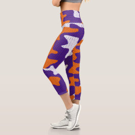 Clemson-Inspired Orange & Purple Tiger Camo Capri Leggings