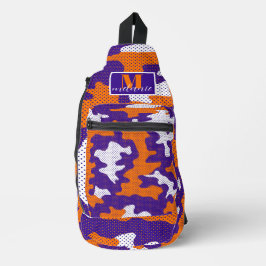 Clemson-Inspired Orange & Purple Tiger Camo Crossbody Bag