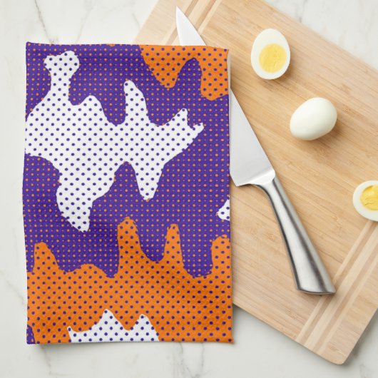 Clemson-Inspired Orange & Purple Tiger Camo Geschirrtuch (Viertel Falte)