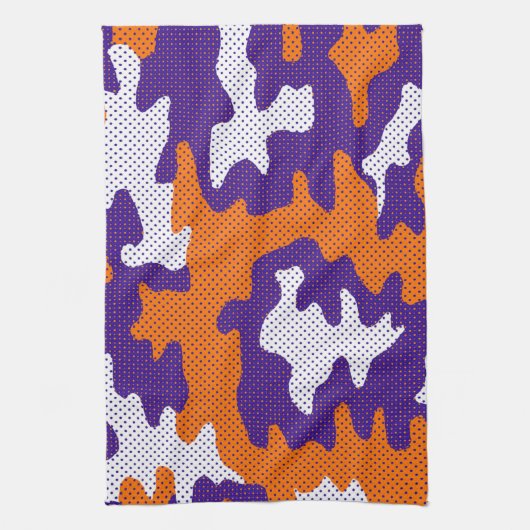 Clemson-Inspired Orange & Purple Tiger Camo Geschirrtuch (Vertikal)