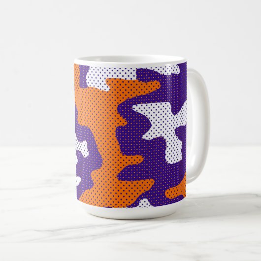 Clemson-Inspired Orange & Purple Tiger Camo Kaffeetasse (VorderseiteRechts)