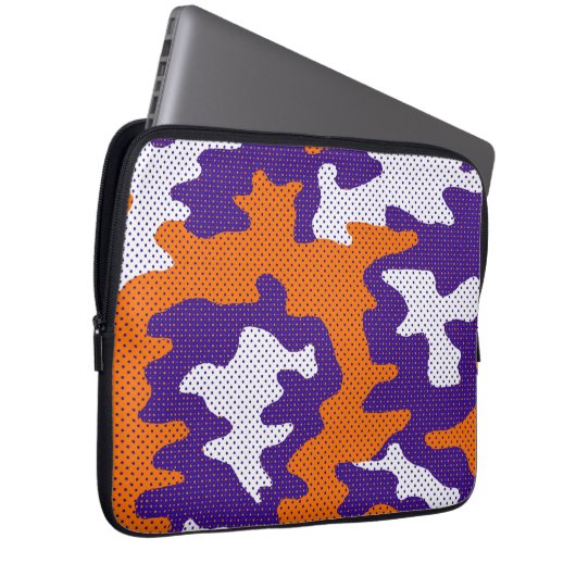 Clemson-Inspired Orange & Purple Tiger Camo Laptopschutzhülle (Vorne Rechts)