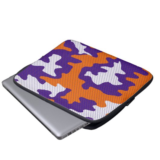 Clemson-Inspired Orange & Purple Tiger Camo Laptopschutzhülle (Vorne Knopf)