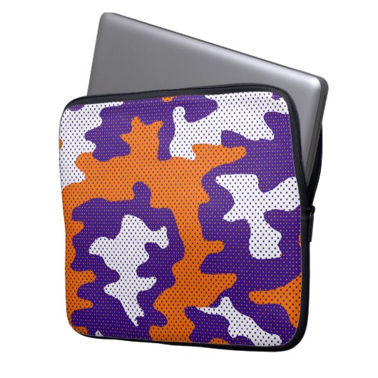 Clemson-Inspired Orange & Purple Tiger Camo Laptopschutzhülle (Vorderseite Links)