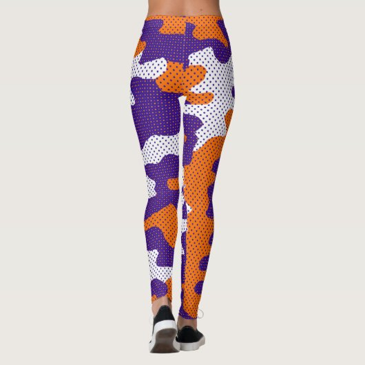 Clemson-Inspired Orange & Purple Tiger Camo Leggings (Rückseite)