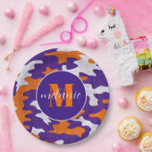 Clemson-Inspired Orange & Purple Tiger Camo Pappteller (Party)