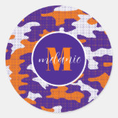 Clemson-Inspired Orange & Purple Tiger Camo Runder Aufkleber (Vorderseite)