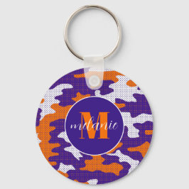 Clemson-Inspired Orange & Purple Tiger Camo Schlüsselanhänger