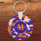 Clemson-Inspired Orange & Purple Tiger Camo Schlüsselanhänger (Vorderseite)