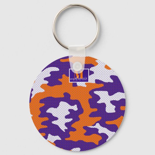 Clemson-Inspired Orange & Purple Tiger Camo Schlüsselanhänger (Rückseite)