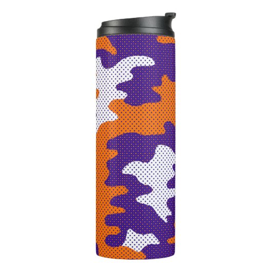 Clemson-Inspired Orange & Purple Tiger Camo Thermosbecher (Nach links gedreht)