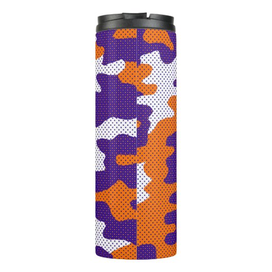 Clemson-Inspired Orange & Purple Tiger Camo Thermosbecher (Rückseite)