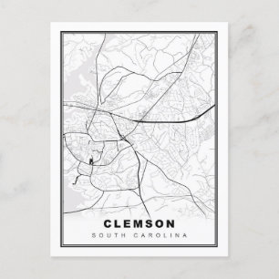 Clemson Map Postkarte