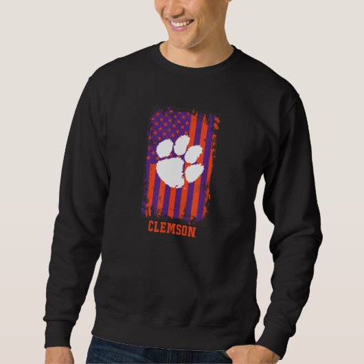 Clemson Tigers Patriotic Retro American Flag Sweatshirt (Vorderseite)