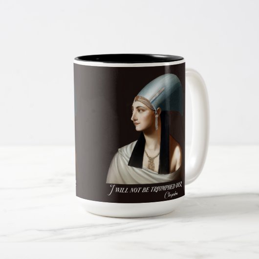 Cleopatra: "Ich werde nicht überwältigt werden", T Zweifarbige Tasse (VorderseiteRechts)