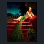 Cleopatra Vintag Art Deco Fantastische Bergwelten  Poster<br><div class="desc">Dies ist ein digital erweiterter Ausdruck eines Vintagen Art-Déco-Fantasy-Kunstmales Ceopatra mit einem Pfau von Edward Mason Eggleston</div>