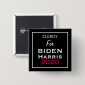 CLERGIE FÜR BIDEN HARRIS Black Red White Square Button (Vorne & Hinten)