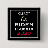 CLERGIE FÜR BIDEN HARRIS Black Red White Square Button (Vorderseite)