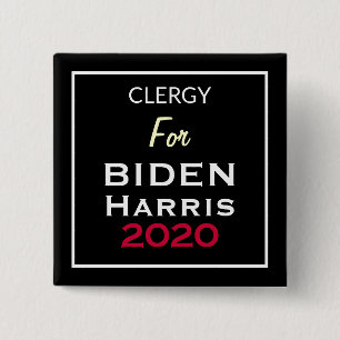 CLERGIE FÜR BIDEN HARRIS Black Red White Square Button