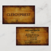 Clergy Priest Wood Grain Business Card Visitenkarte (Vorne/Hinten)