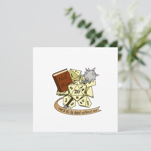 Cleric Dice Design Feiertagskarte (Stehend Vorderseite)