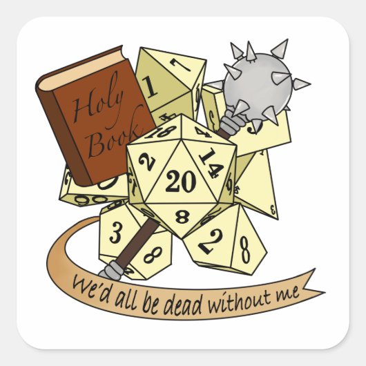 Cleric Dice Design Quadratischer Aufkleber (Vorderseite)
