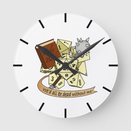 Cleric Dice Design Runde Wanduhr (Vorderseite)