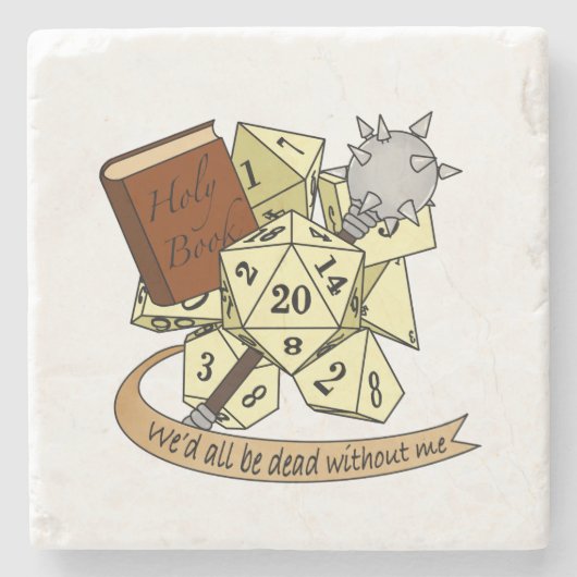 Cleric Dice Design Steinuntersetzer (Vorderseite)