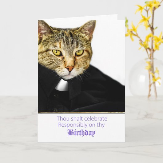 Clerical Kitty Celebrate verantwortungsbewusst zum Karte (Gelbe Blume)