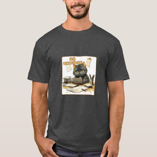 Clerk Cat, Lohnslave T-Shirt (Vorderseite)