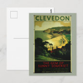 Clevedon Vintages Werbeplakat Postkarte (Vorne/Hinten)