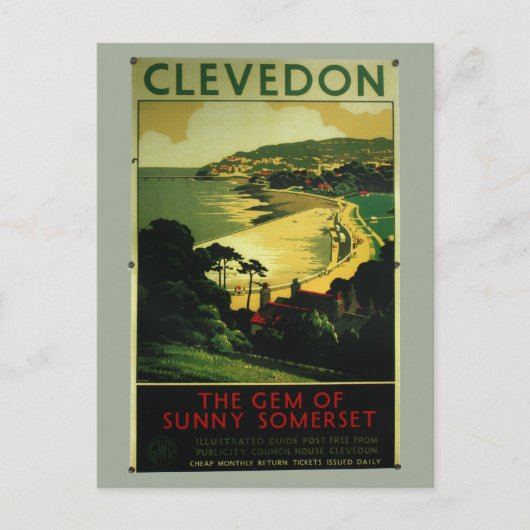 Clevedon Vintages Werbeplakat Postkarte (Vorderseite)