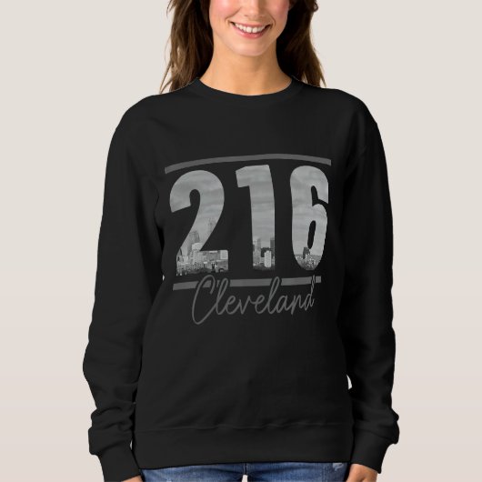 Cleveland 216 Area Code Skyline Ohio Vintag Sweatshirt (Vorderseite)