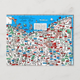 Cleveland Akron Kanton Retro 1966 cartoon postcard Postkarte