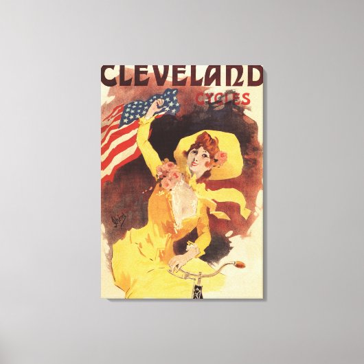 Cleveland Bicycles American Girl in Gelb Leinwanddruck (Vorderseite)